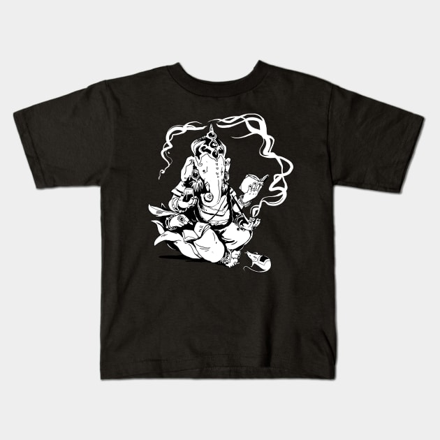 Nerdy Ganesha Kids T-Shirt by rebekie.b